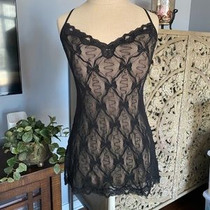 [VS] Black Lace Teddy with Sheer G String